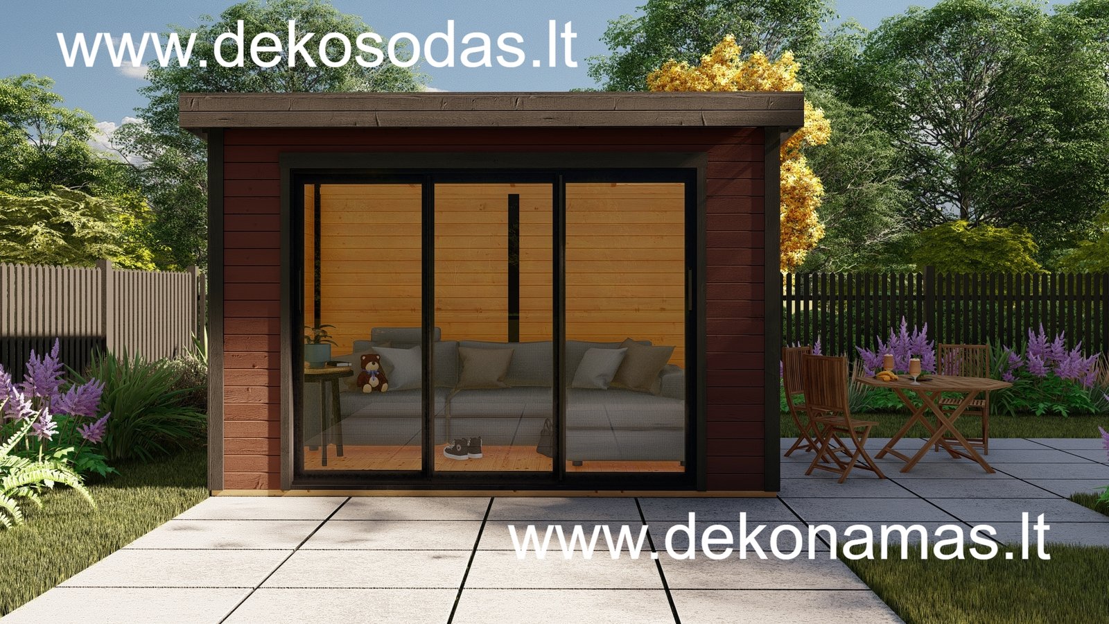 Medinis sodo namelis NOTERO 360x245 cm, 28 mm sienų storio - Image 9