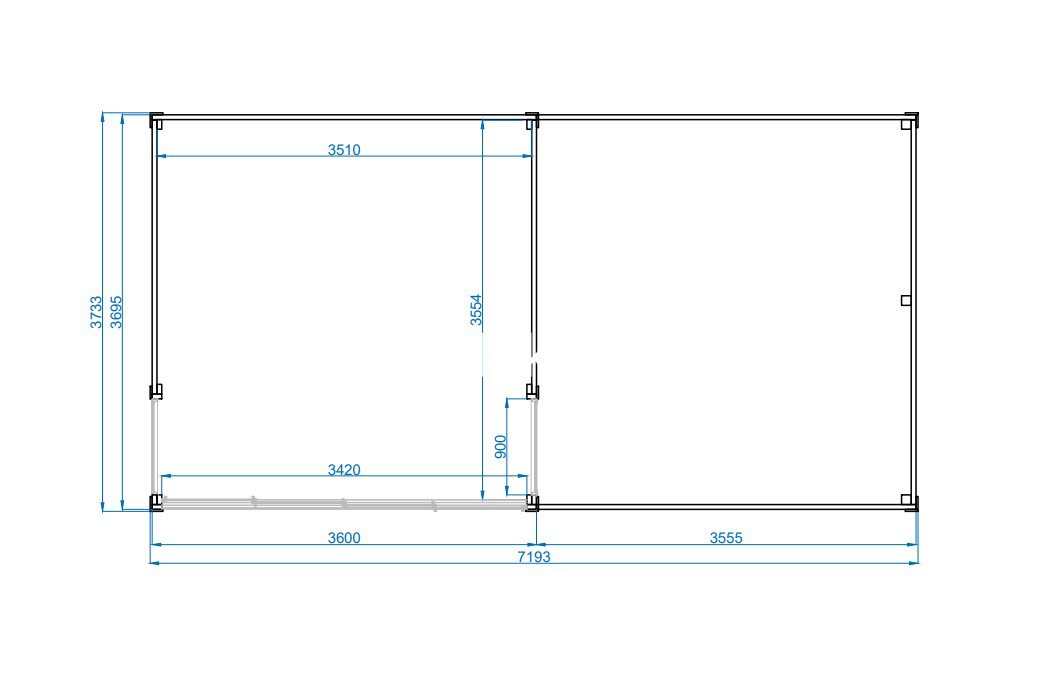 Sodo namelis „Vetra PLUS“ 360×370 + 360×370 cm, sienų storis 45 mm - Image 10