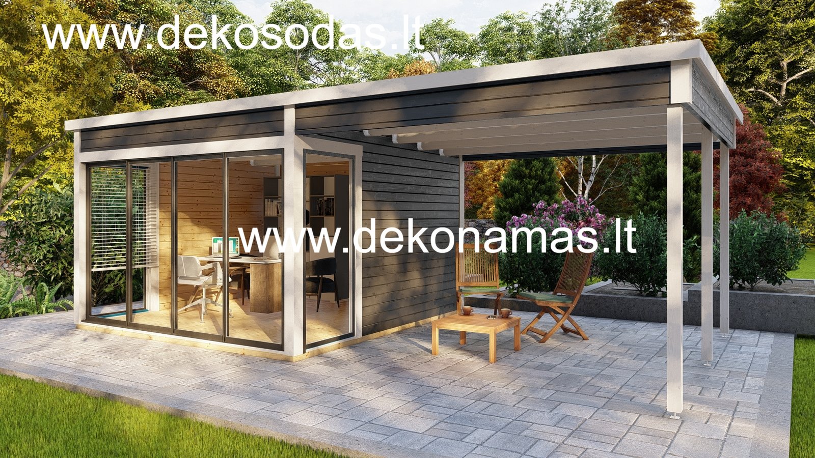 Sodo namelis „Vetra PLUS“ 360×370 + 360×370 cm, sienų storis 45 mm - Image 2