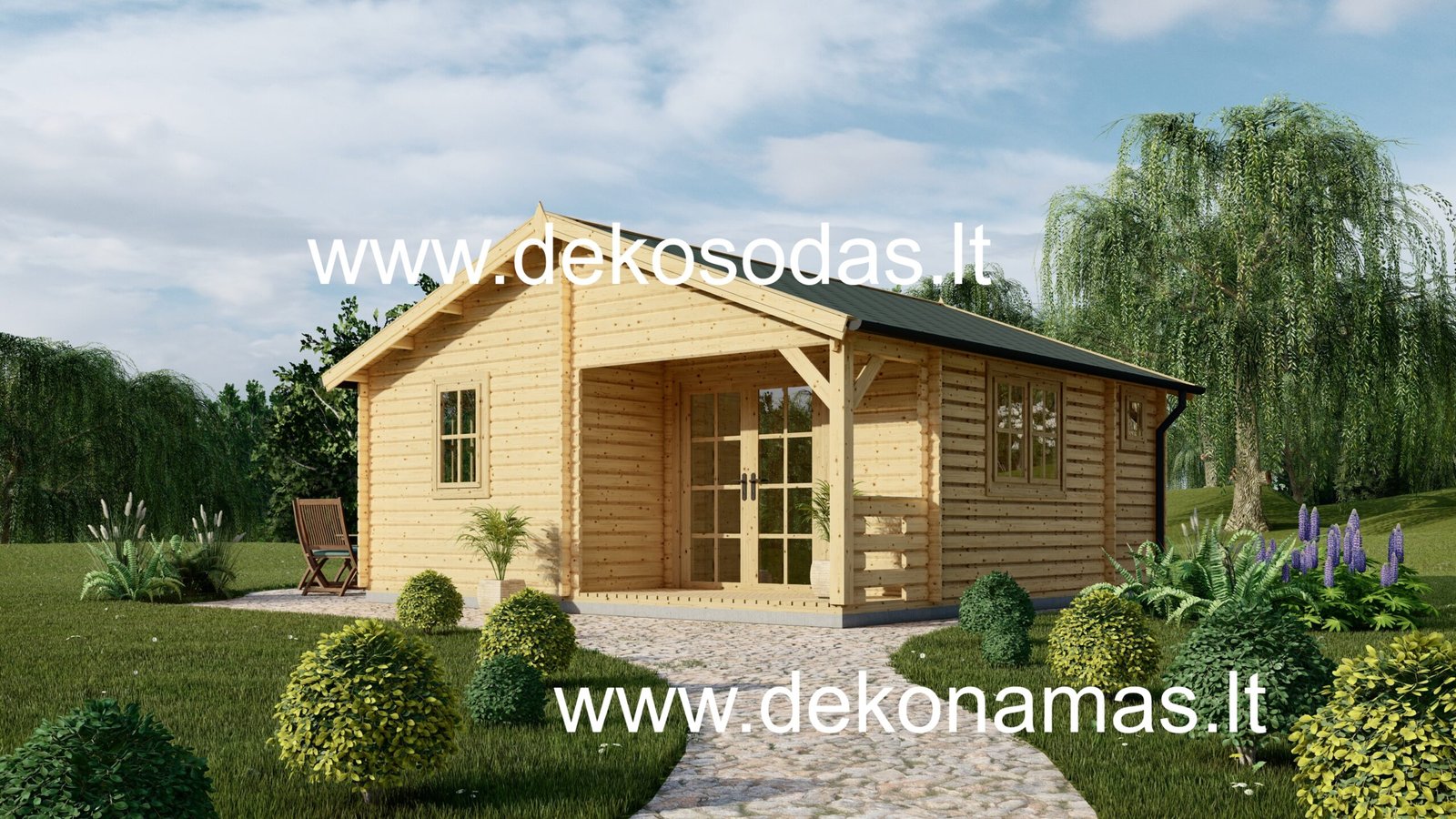 Medinis sodo namelis „Romena“ 5,95x5,95 m su terasa