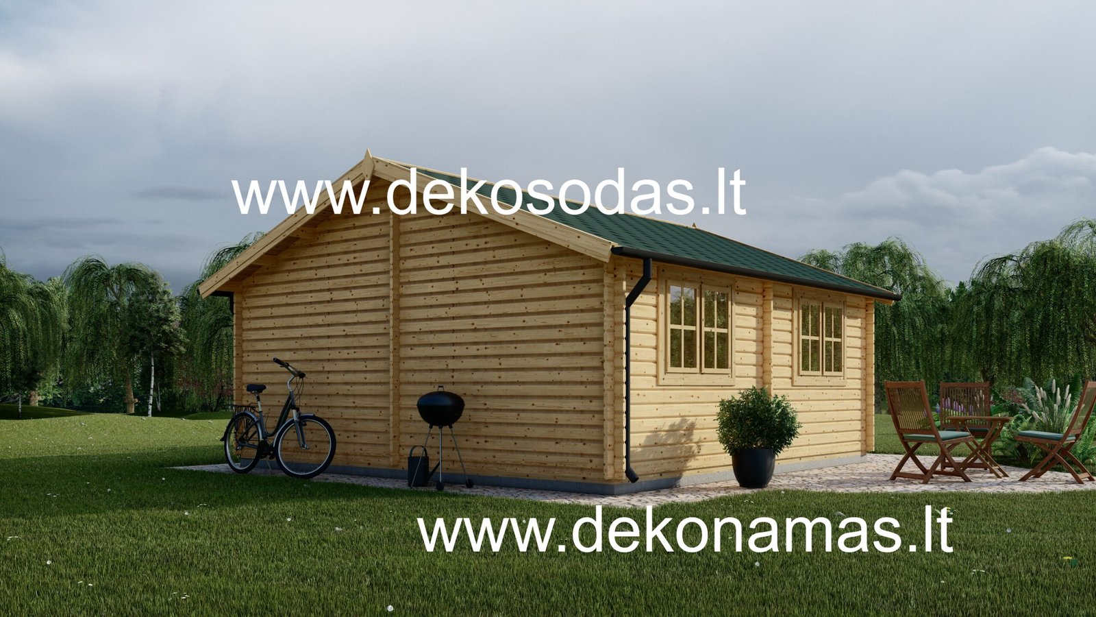 Medinis sodo namelis „Romena“ 5,95x5,95 m su terasa