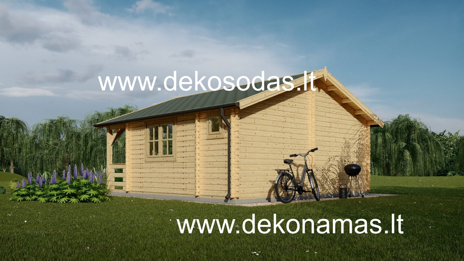 Medinis sodo namelis „Romena“ 5,95x5,95 m su terasa