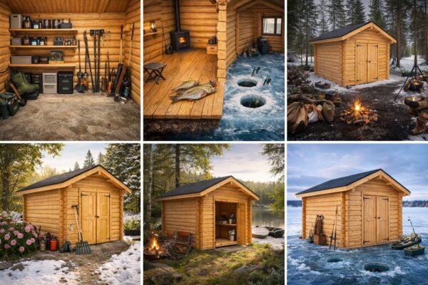 Medinis namelis žiemos žvejybai ant ledo