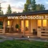 Medinis sodo namelis „Saulė“ 8,95 × 3,7 m su terasa (44 mm)