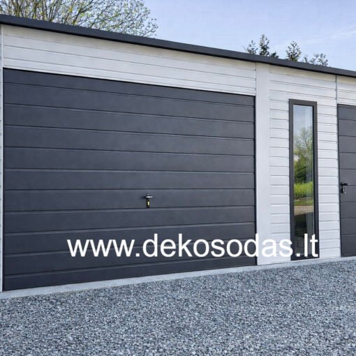 Skardinis garažas su technine patalpa 6x5 m, horizontalios skardos apdaila
