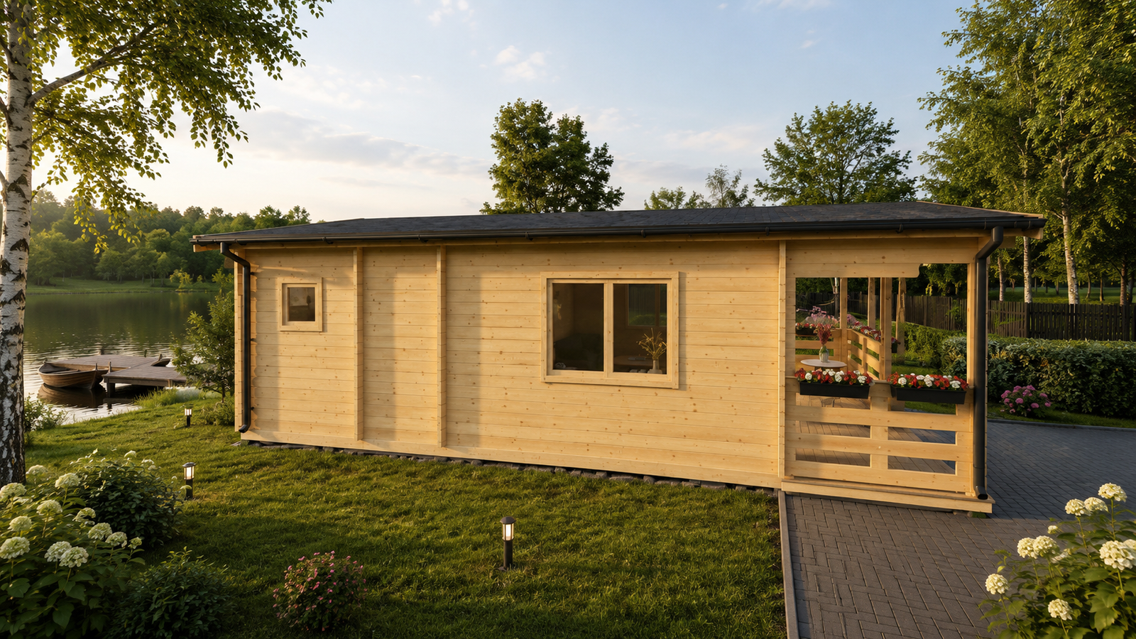 Medinis namas ŽARA 43,5 m² su terasa | 44 mm