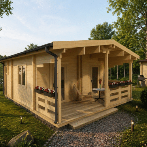 Medinis namas ŽARA 43,5 m² su terasa | 44 mm