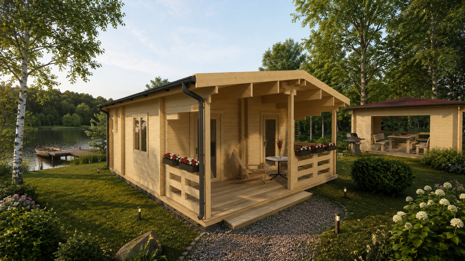 Medinis namas ŽARA 43,5 m² su terasa | 44 mm
