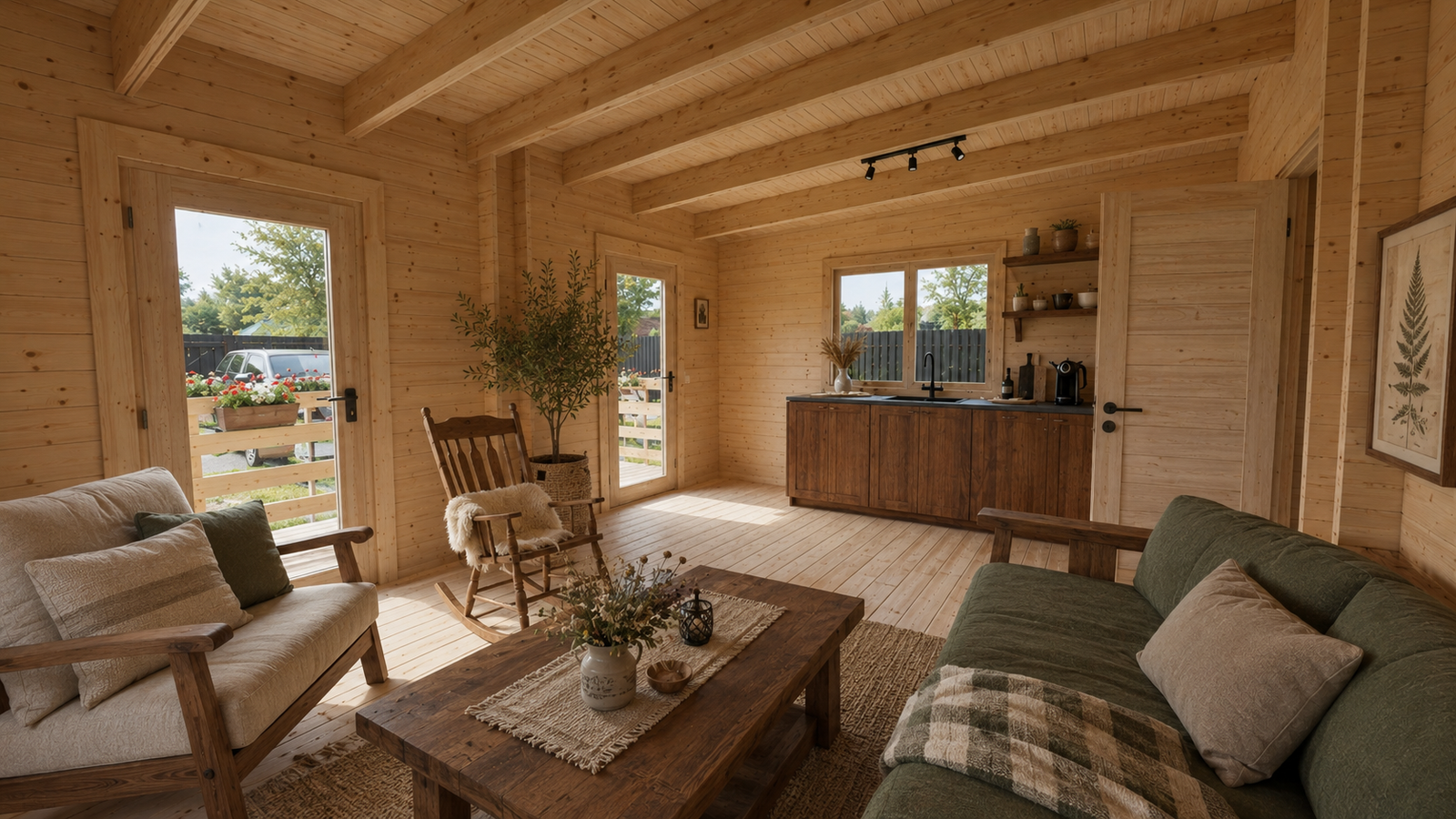 Medinis namas ŽARA 43,5 m² su terasa | 44 mm