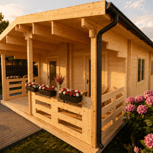 Medinis namas ŽARA 43,5 m² su terasa | 44 mm