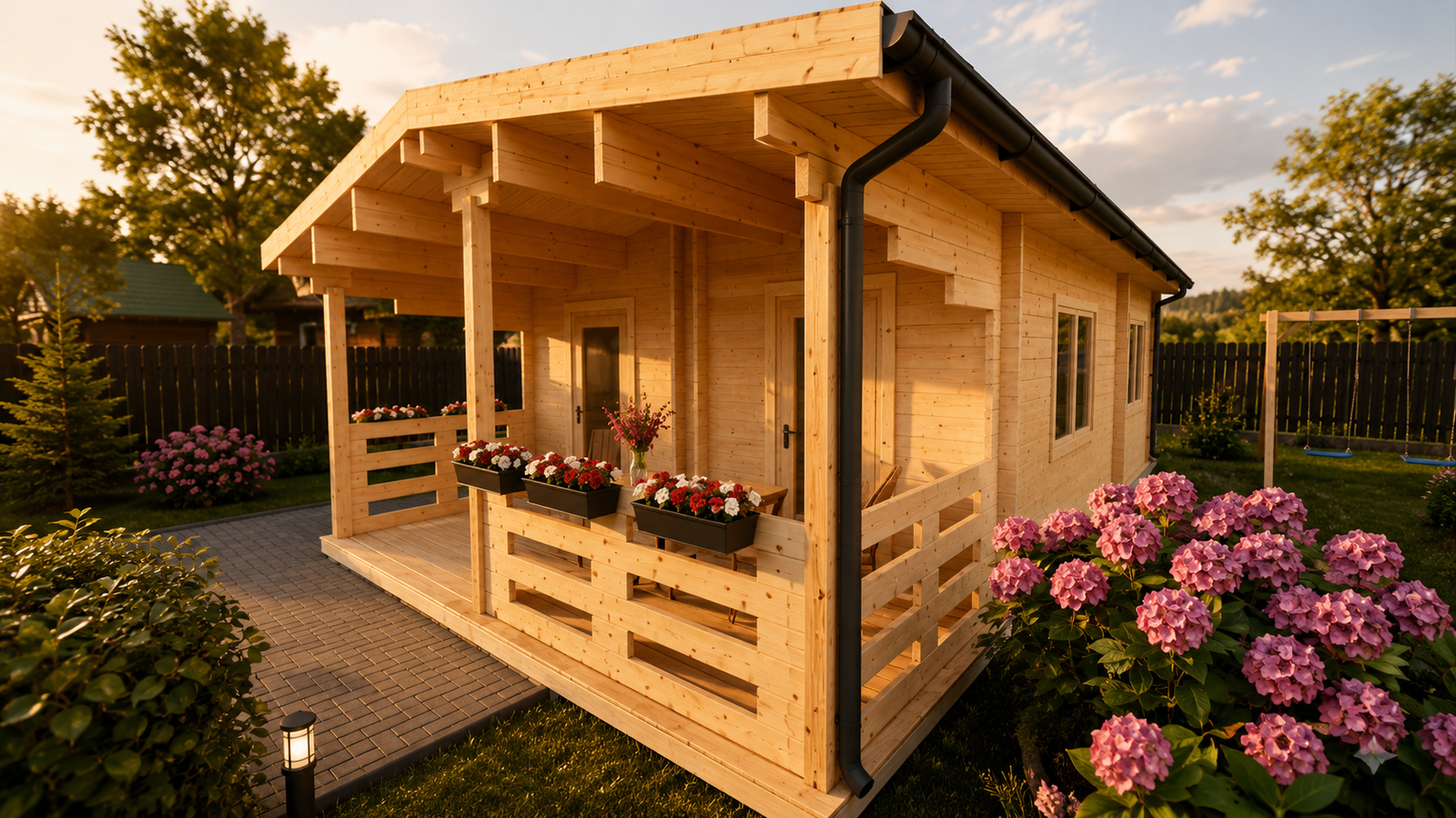 Medinis namas ŽARA 43,5 m² su terasa | 44 mm