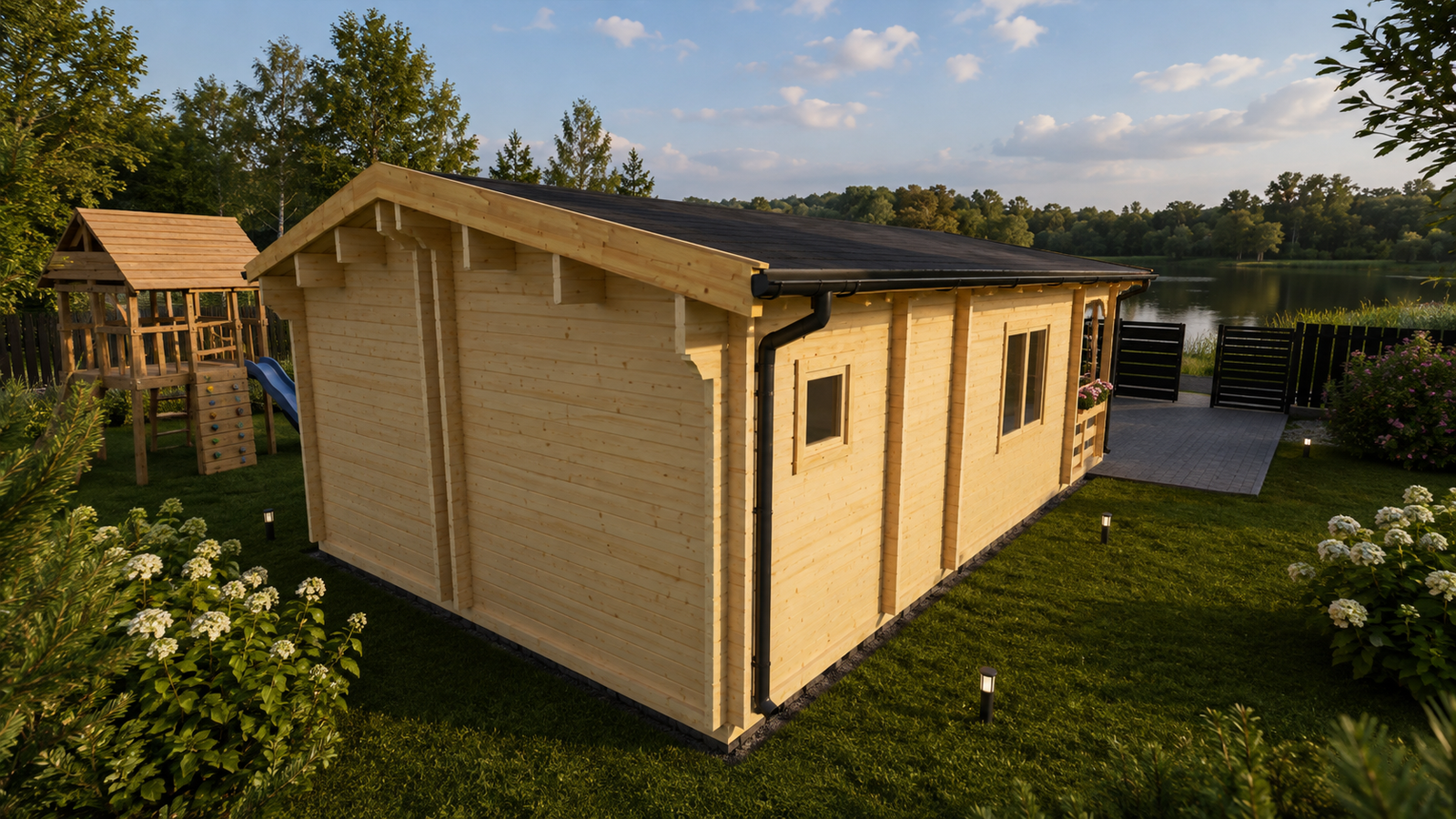 Medinis namas ŽARA 43,5 m² su terasa | 44 mm