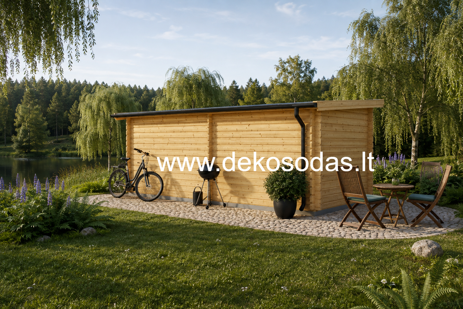 Medinis sodo namelis MĖTA 5,95×2,95 m | 34 mm | su 7,9 m² terasa - Image 5