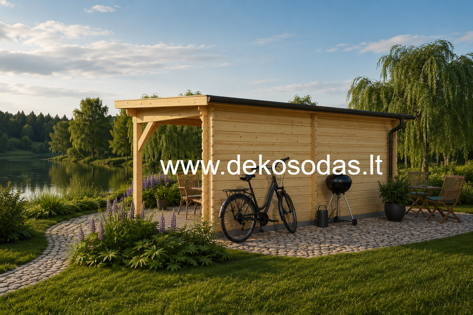 Medinis sodo namelis MĖTA 5,95×2,95 m | 34 mm | su 7,9 m² terasa - Image 6