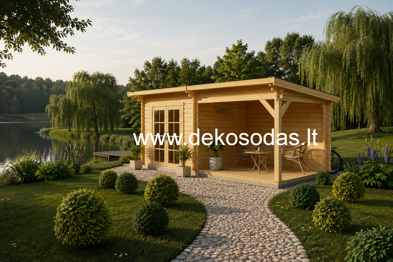 Medinis sodo namelis MĖTA 5,95×2,95 m | 34 mm | su 7,9 m² terasa - Image 7