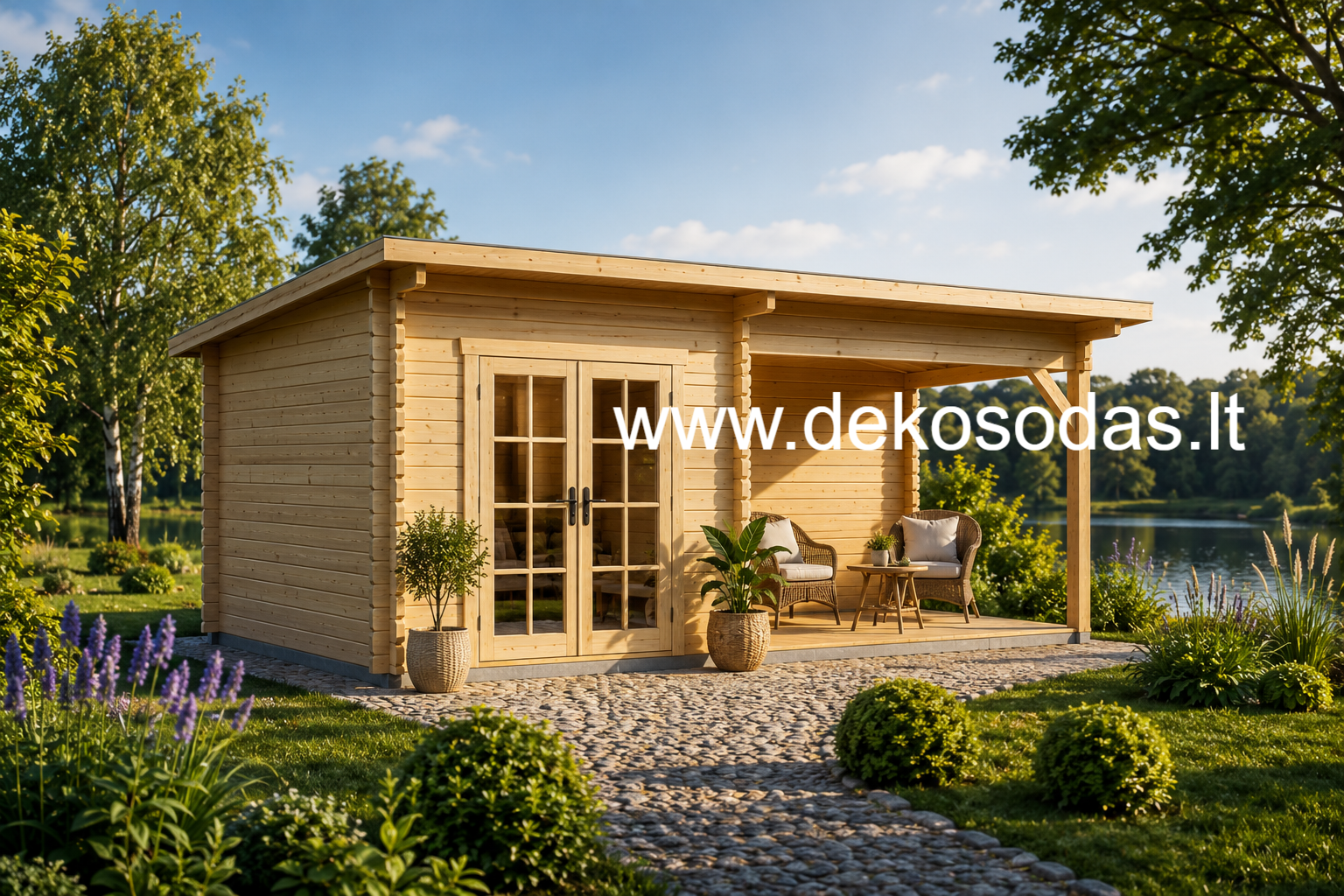Medinis sodo namelis MĖTA 5,95×2,95 m | 34 mm | su 7,9 m² terasa - Image 2